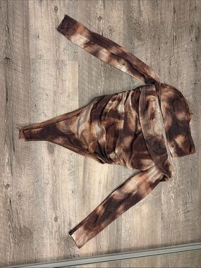 SHEIN Brown Tie-Dye Long Sleeve Bodysuit